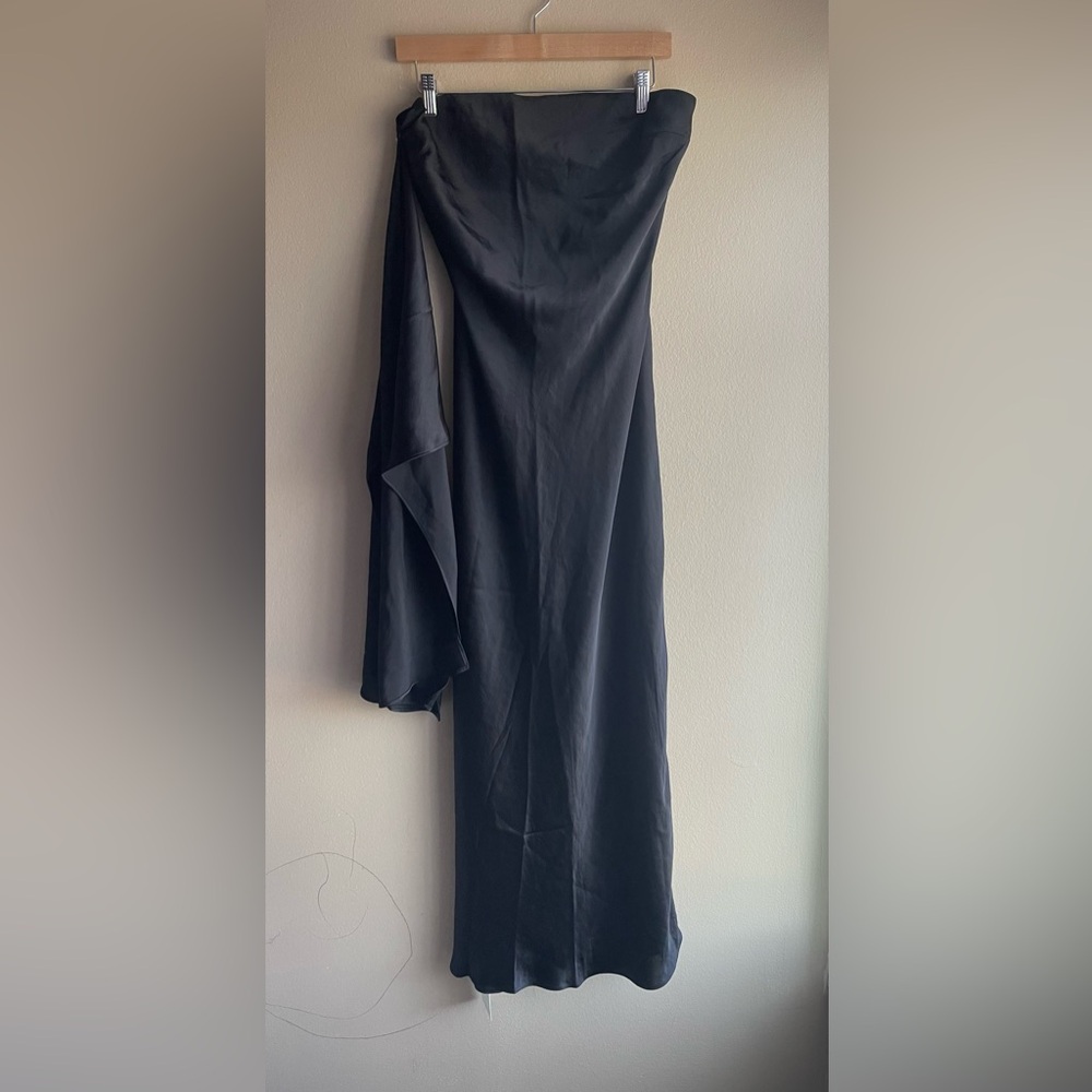 New Abercrombie Fitch Julia Strapless Scarf Maxi Dress Black Size Medium - Picture 6 of 16